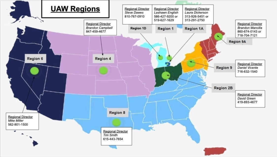 Map of UAW Regions